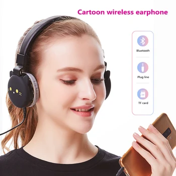 

Cute Cat Ear Bluetooth Wireless Headphones Foldable Cat Headphones Gaming Headset For Music Headset With Microphones