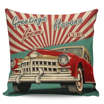 

Red Car Retro Home Pillow Cases Living Room Sofa Chair Pillowcases Home Decor Square Cushion Covers