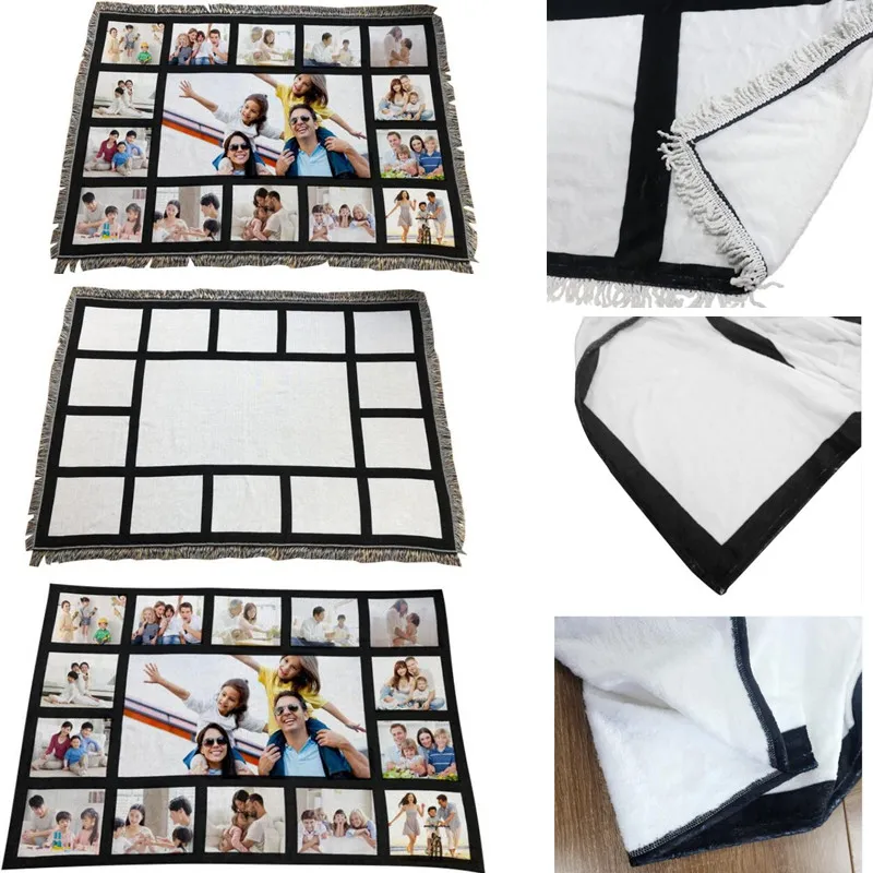 도매 50pcs 담요 승화 빈 담요 tassels 열 전송 인쇄 목도리 랩 소파 잠자는 담요를 던져