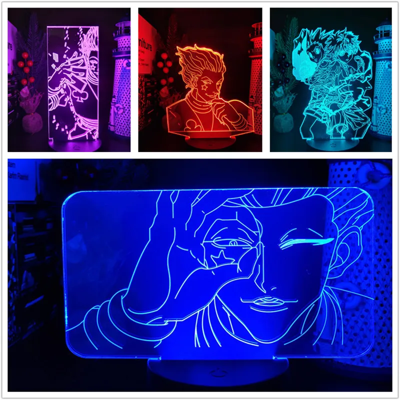 Аниме Hunter X 3D Lamp экшн фигурка Gon Freecss Killua Zoldyck Kurapika Hisoka Figma Спальня Декор HXH