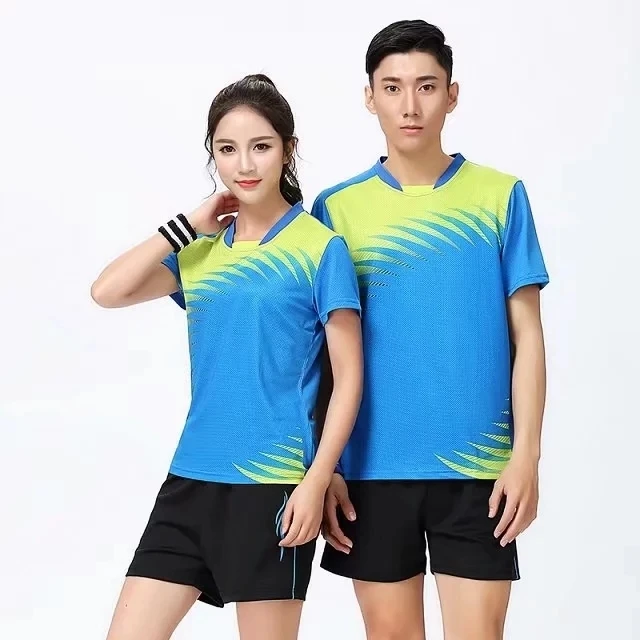 Летние шорты с длинными рукавами Спорт, бадминтон костюм для мужчин и женщин быстросохнущая поглощение пота с О-образным вырезом теннис комплект L908SHD