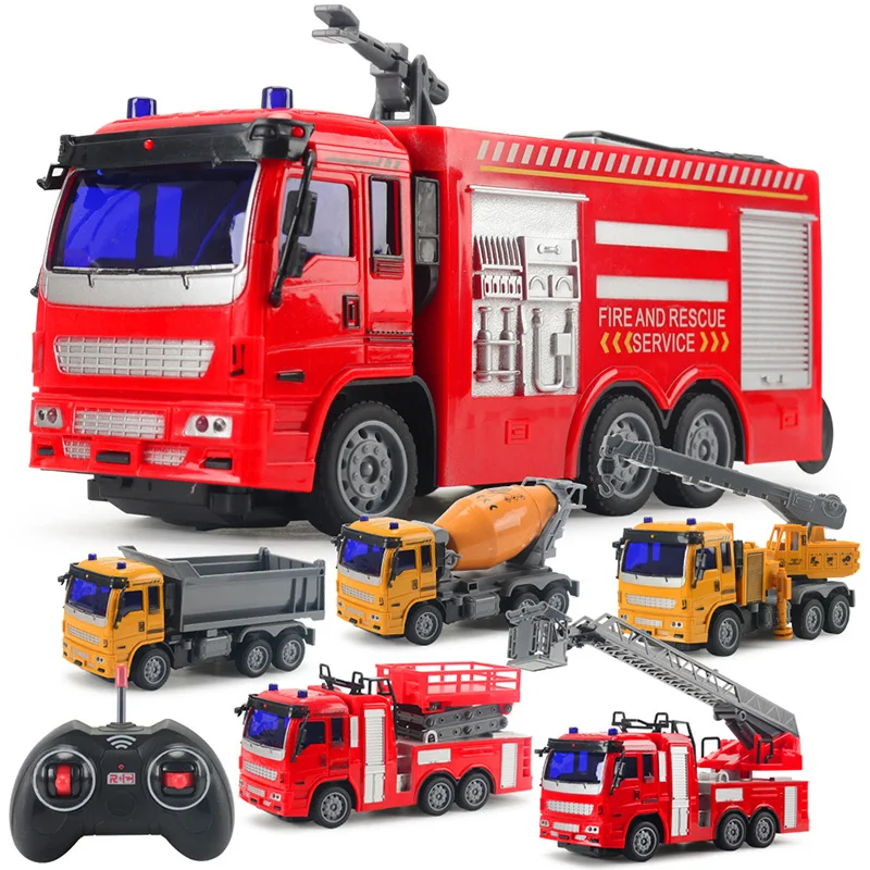 RC Engineering Truck Mixing Crane Water Spouting Fire Remote Dump Car Model Children's Toys Boys Birthday Christmas Gifts | Игрушки и
