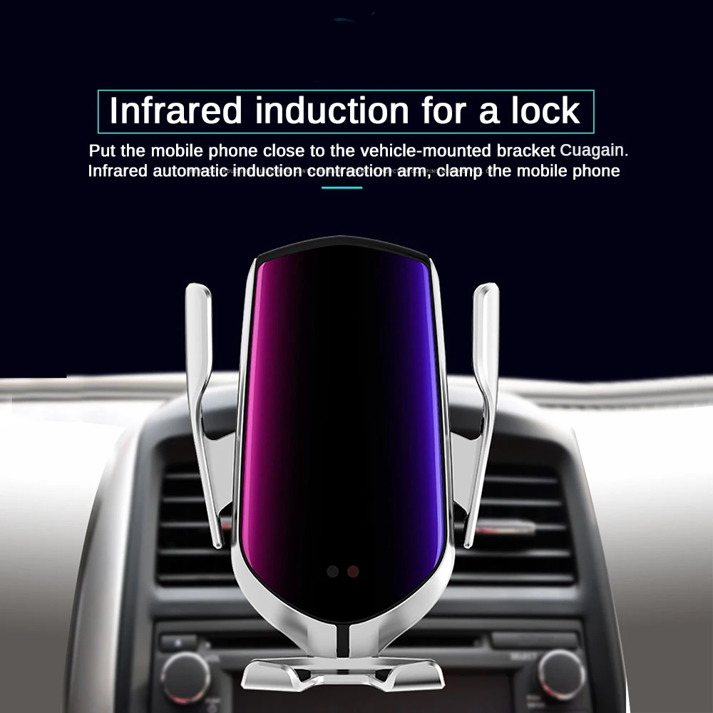 R2 автоматический зажим 10 Вт автомобильное беспроводное зарядное устройство для iPhone Xs huawei LG инфракрасная индукция Qi для дропшиппинг