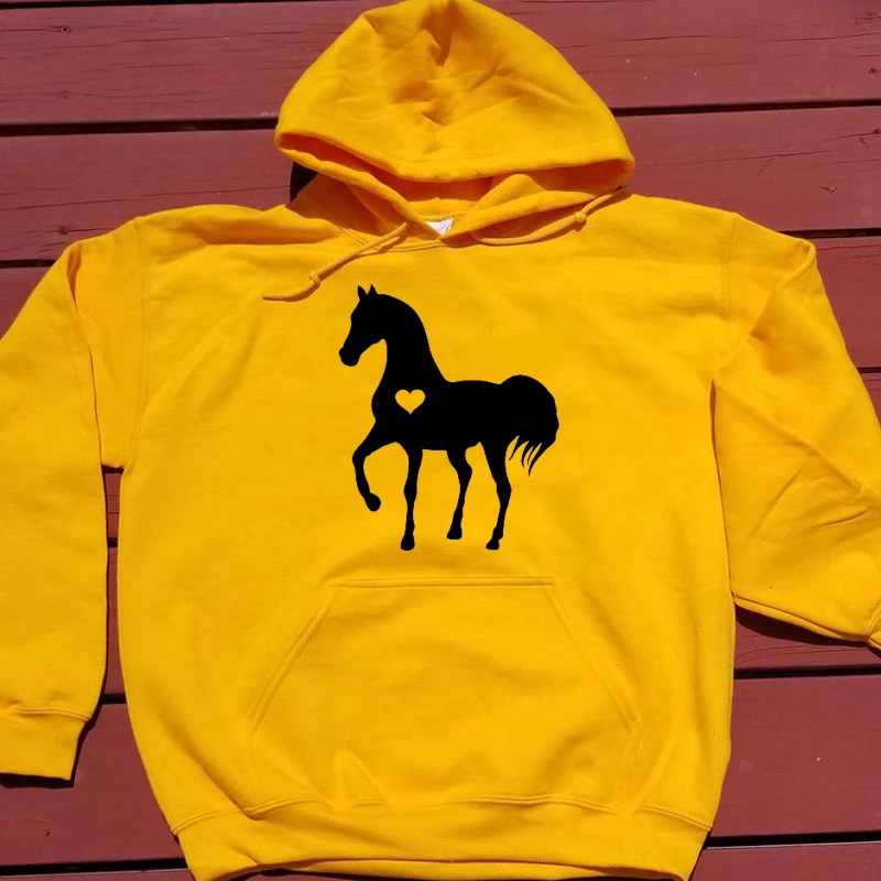 Пуловер с капюшоном Love Horse женская желтая толстовка забавный графический джемпер