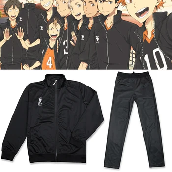 

Anime Haikyuu Cosplay Jacket Haikyuu Black Sportswear Karasuno High School Volleyball Club Uniform Costumes Coat