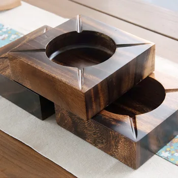 

Square Wooden Home Office Ashtray Outdoor Indoor KTV Ashtray Heat Resistant Desktop Ash Tray New