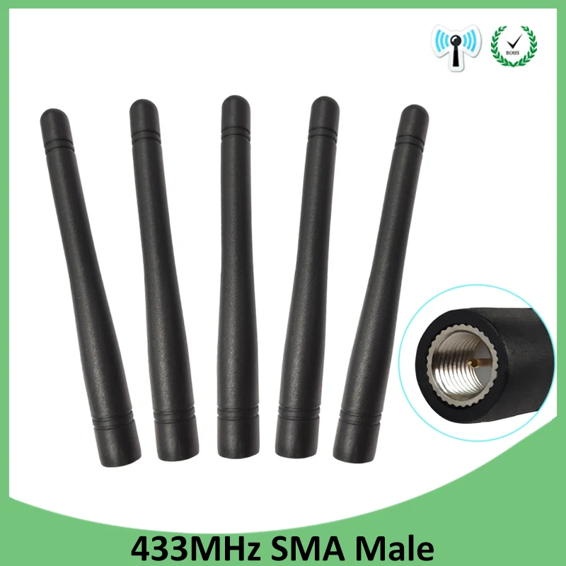 5pcs433MHz antenna 3dbi SMA Male Connector 433 mhz antena rubber antenne for wireless watermeter Gasmeter Lorawan 1