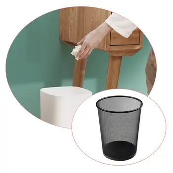 

Circular Mesh Bin Waste Paper Basket Office Can iron Mesh Waste Bin kitchen Wastebasket Rubbish Paper Net Trash Basket