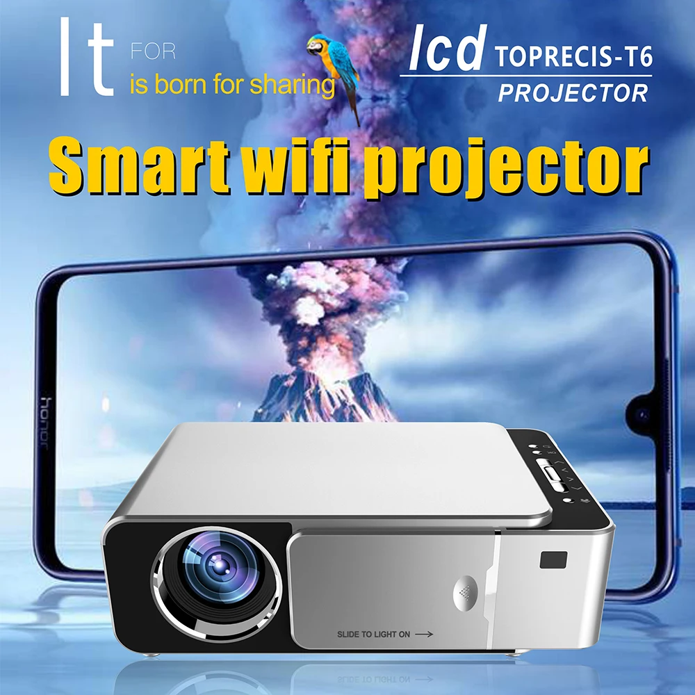 Мини-проектор видео lcd T6 Wifi проектор 3в1 av-кабель поддержка 1080p HD светодиодный портативный для игра для домашнего кинотеатра Кино