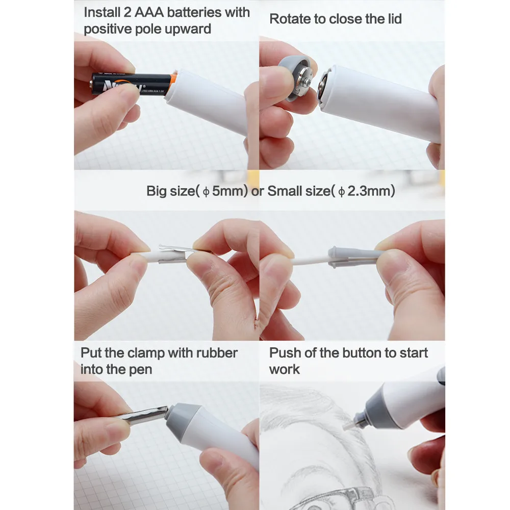 Adjustable Mechanical Rubber Electric Eraser Pencil Refill Mechanic Stationery for Kids Highlights For Sketch Drawing