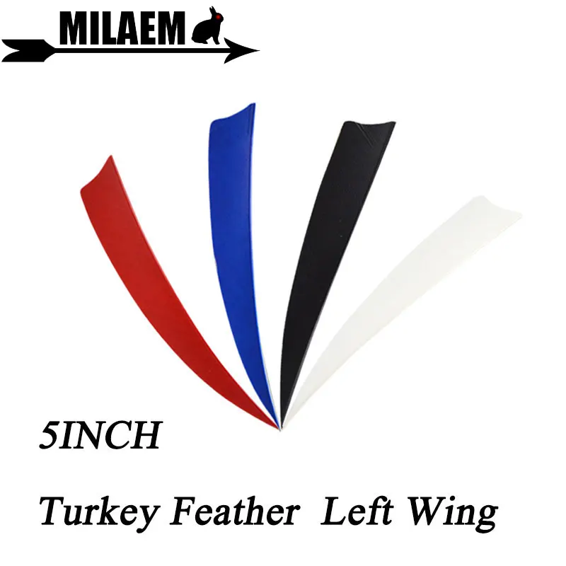 50pcs 5inch Archery Turkey Feathers Arrow Feathers Left Wing Fletching Wooden /Bamboo Arrow Shaft Shooting Accessories
