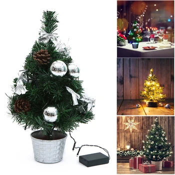 

Mini Desktop Christmas Tree with LED Lights Artificial Plant Christmas Decor for Home Wedding Xmas Festival Present for Children