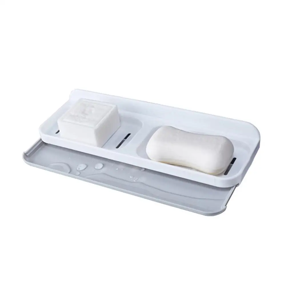 Soap Dish Punch-free Wall-mounted Double Layer Draining Soap Box Holder Double-layer Design Quick Delivery - Цвет: White