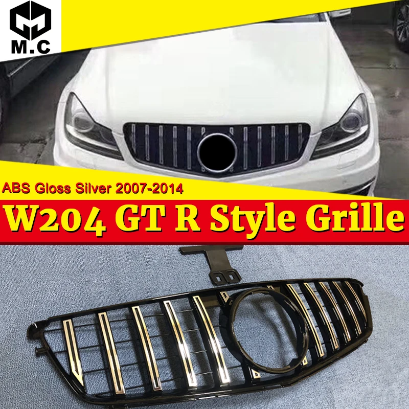 W204 Спортивная решетка гриль GT R СТИЛЬ ABS серебро без знака для merceesmb C Класс C180 C200 C250