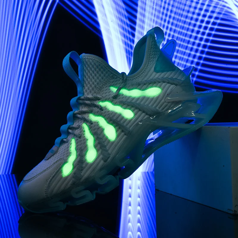 

Fashion Luminous Sneakers Breathable Mesh Running Shoes for Men Blade Cushioning Sports Shoes Outdoors Comfortable Walking Shoes