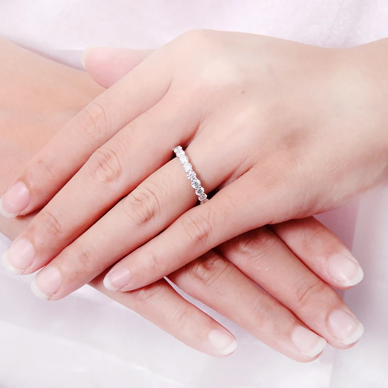 AEAW Твердое Серебро 925 роскошное 3 мм 0.1ct татол 2ctw-3ctw Помолвочное, обручальное кольцо Moissanite полное развлечение алмазный обруч для женщин