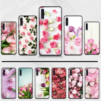 

Peony flower Pattern Black Soft Phone Case Cover For Samsung Galaxy A 3 6 7 8 10 20 30 40 50 70 71 10S 20S 30S 50S PLUS