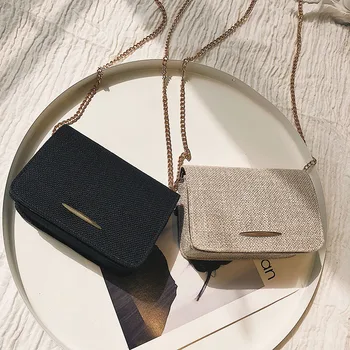 

Fashion chain bag 2020 new sackcloth small square bag wild girl shoulder messenger bag purses and handbags