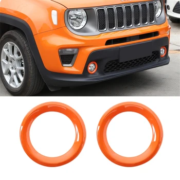 

For Jeep Renegade 2019 2020 Front Fog Light Lamp Decoration Ring Exterior Car Styling Cover Trim Orange Red Silver Carbon Fiber