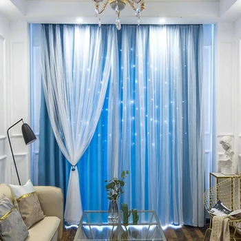 

Hollow Out Star Blackout Curtain For Bedroom Living Room Curtain Finished Drapes Princess Children Room