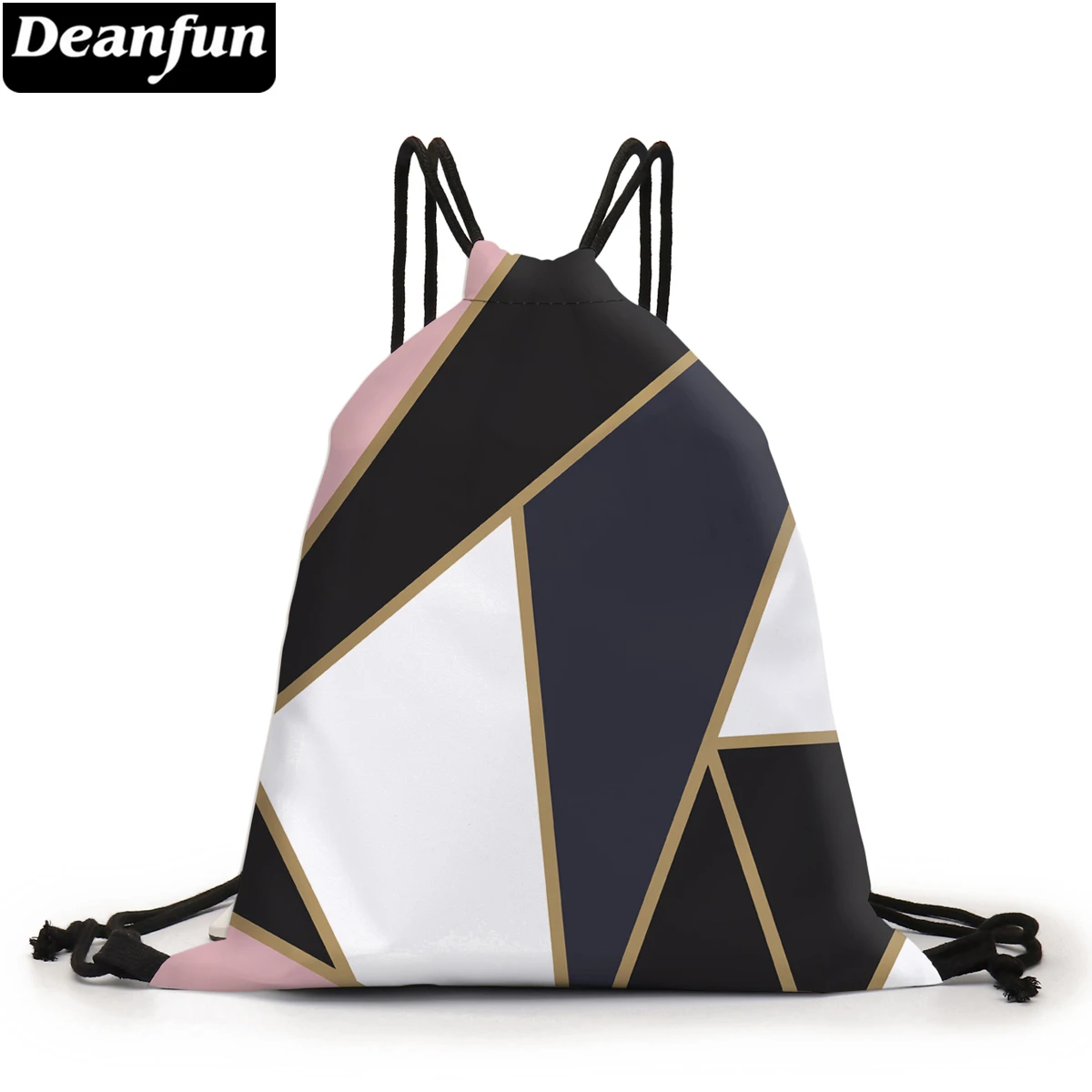 Deanfun-bolso deportivo con cordón para mujer, bolsa de playa a la moda con estampado geométrico marmoleado, 60337