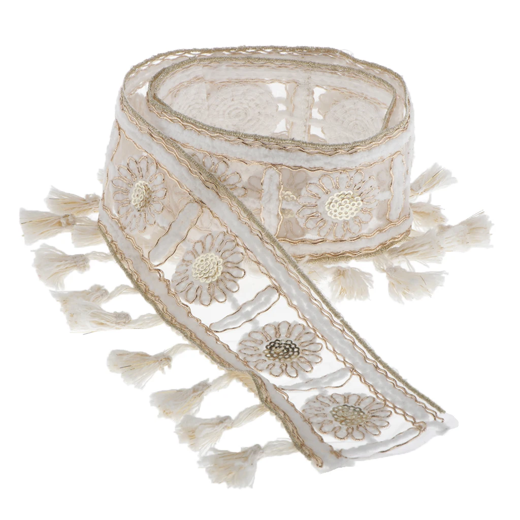1 Yard National Style Jacquard Ribbon with Ball Fringe Tassels