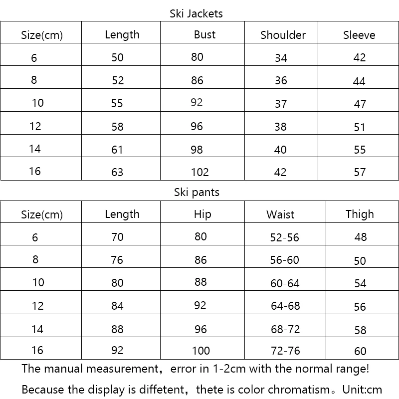 Ski Suit Winter Boys Girls Outdoor Snowboard Jacket Sportswear Waterproof Children's Clothing Skiing Jacket Warm Windproof