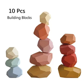 

many Colored Stone Jenga Woodens Building Block Educational Toy Creative Nordic Style Stacking Game Rainbow Wooden Kids Toy Gift