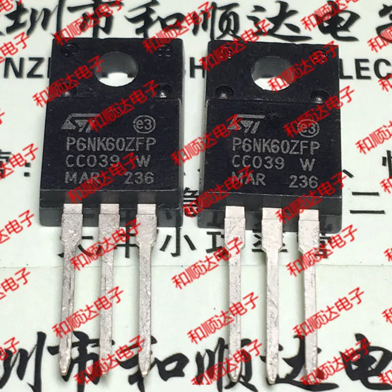 /5 предметов в лоте, STP6NK60ZFP P6NK60ZFP TO-220F 600V 6A