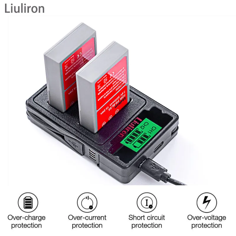 

PS-BLS5 BLS-50 BLS-5 BLS5 BLS50 Battery + LCD USB Charger for Olympus PEN E-PL2,E-PL5,E-PL6,E-PL7,E-PM2,E-M10,E-M10 II,Stylus1