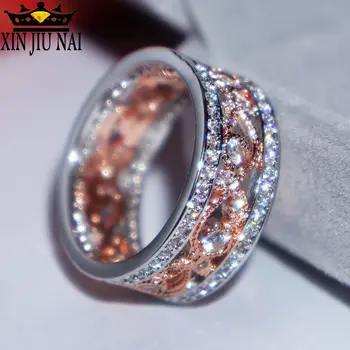 

Mossovy Zircon Rose Gold Flower Engagement Ring for Female Fashion Jewelry Rhinestone Wedding Rings for Women Bague Femme Anil