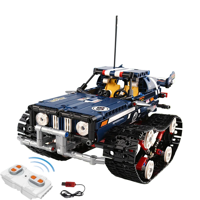 

626pcs Blocks LEGOINGS Technic Series Electric Tracked Vehicle Remote Control rechargeable Toys For Children With LEGOINGLY Gift