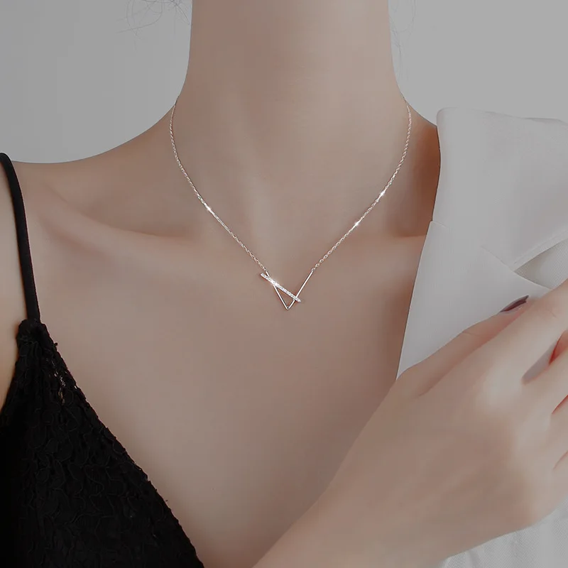 Fashion New AAA Zircon Strip Shape One Word Pendant Necklaces for Women Wedding Party Gift Jewelry Accessories