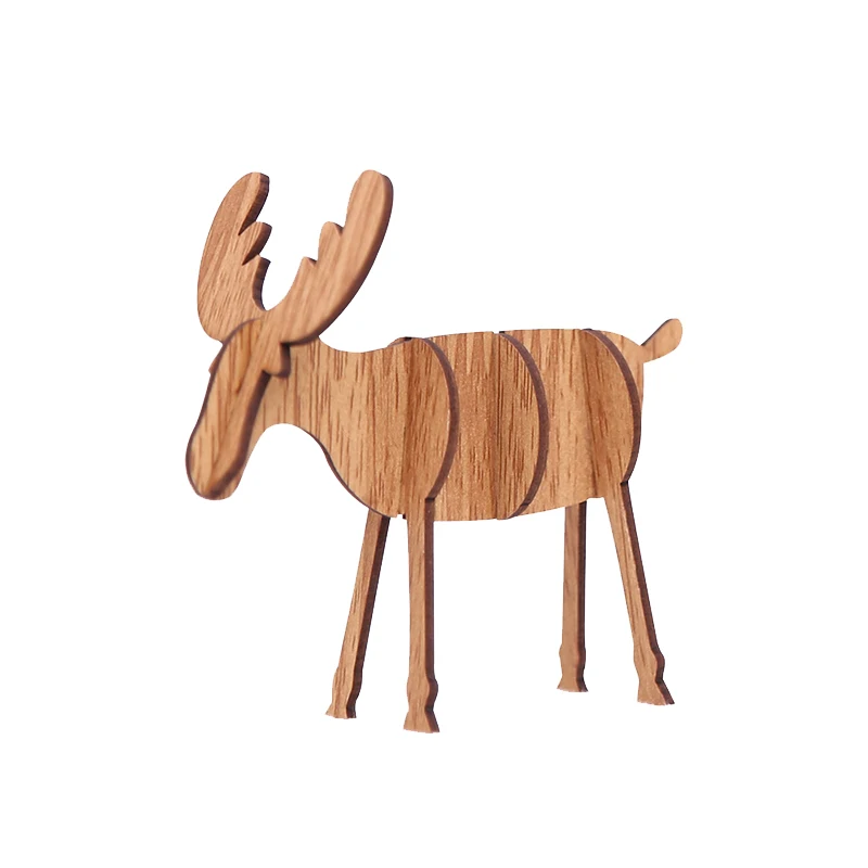 Christmas Wooden Reindeer Xmas Tree Elk Splice Ornament for Christmas Home Decoration New Year Kids Favor Supplies - Цвет: S07