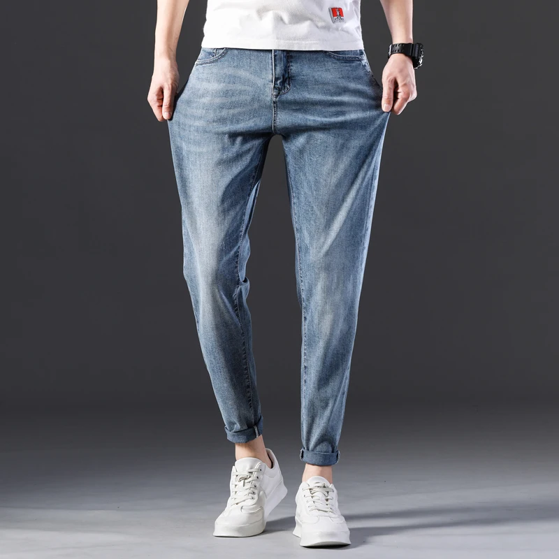 Promo Spring Autumn Jeans Men Brand Heavyweight Denim Trousers Soft Mens Pants Men's Fashion Quality Pants Trousers Male Casual Denim