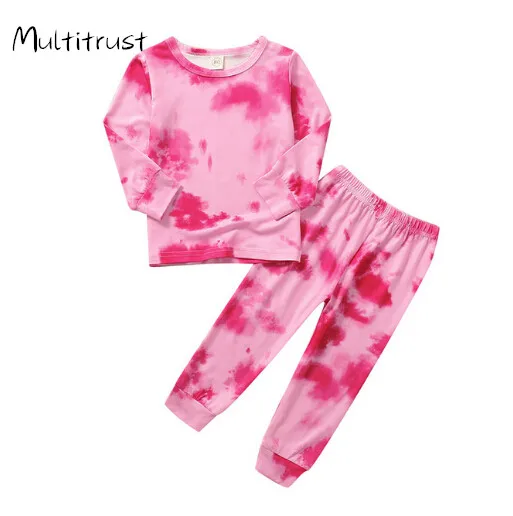 

2-6Years Baby Boys Girls Long Sleeve Tie Dye Print O-neck Pijamas Children Pajamas Sets Kids Sleepwear Nighwear Pyjamas Clothing