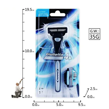 

Men's Razor 1 Handle+2 Cutter Blades Manual Shaving Men Razors Blade Shaving Hair Safety 4-layer Blades Razor with English Box