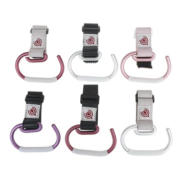 

Baby stroller hooks pram hanger carabiner rotatable hook with strap and hook