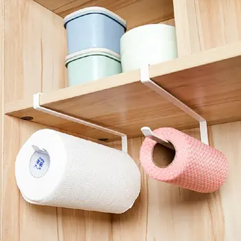 

Punch Free Paper Roll Holder Rack Cloth Towel Kitchen Napkin Storage Shelf portable practical Paper racks