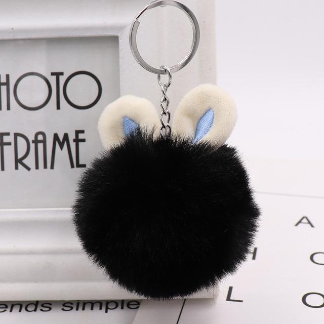 Fur Pom Pom Keychain Fake Rabbit Hair Ball Keychain Porte Clef Pompom De Fourrure Fluffy Bag Charms Bunny Keychain Keyring