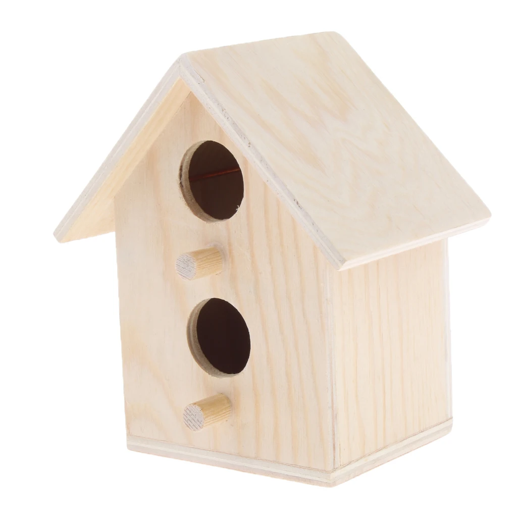 Birdhouse – Cage Rough Wood Perch Hut – Wooden Cabin Birdhouse for Birds