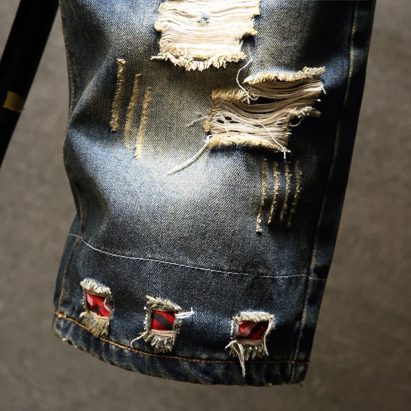 Men's Ripped Denim Shorts Summer Slim Fit