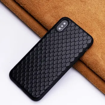 

Cowhide Phone Case For iPhone 7 8 X Xs Xr Case Fish scale texture Cover For iphone 6 6s Plus 8p 7p Case