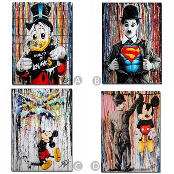 

4 Pcs 40x60cm Graffiti Street Art Cartoon Posters And Prints Canvas Painting Wall Pictures for Kid's Bedroom Cuadros Decor