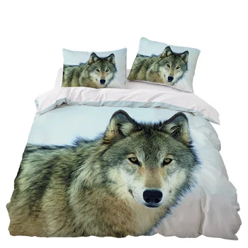 

Wolf Bedding Set Bedroom Decor Doona Quilt Cover Hypoallergenic White Background 1PC Duvet Cover with Pillowcase