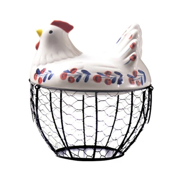 

Promotion! Iron Egg Storage Basket Snack Fruit Basket Creative Collection Ceramic Hen Ornaments Decoration Kitchen Accessories