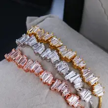 1 шт., цепочка с ромбовидным кубическим цирконием, Европейский Элегантный Простой модный браслет с цирконием, прямые поставки с фабрики