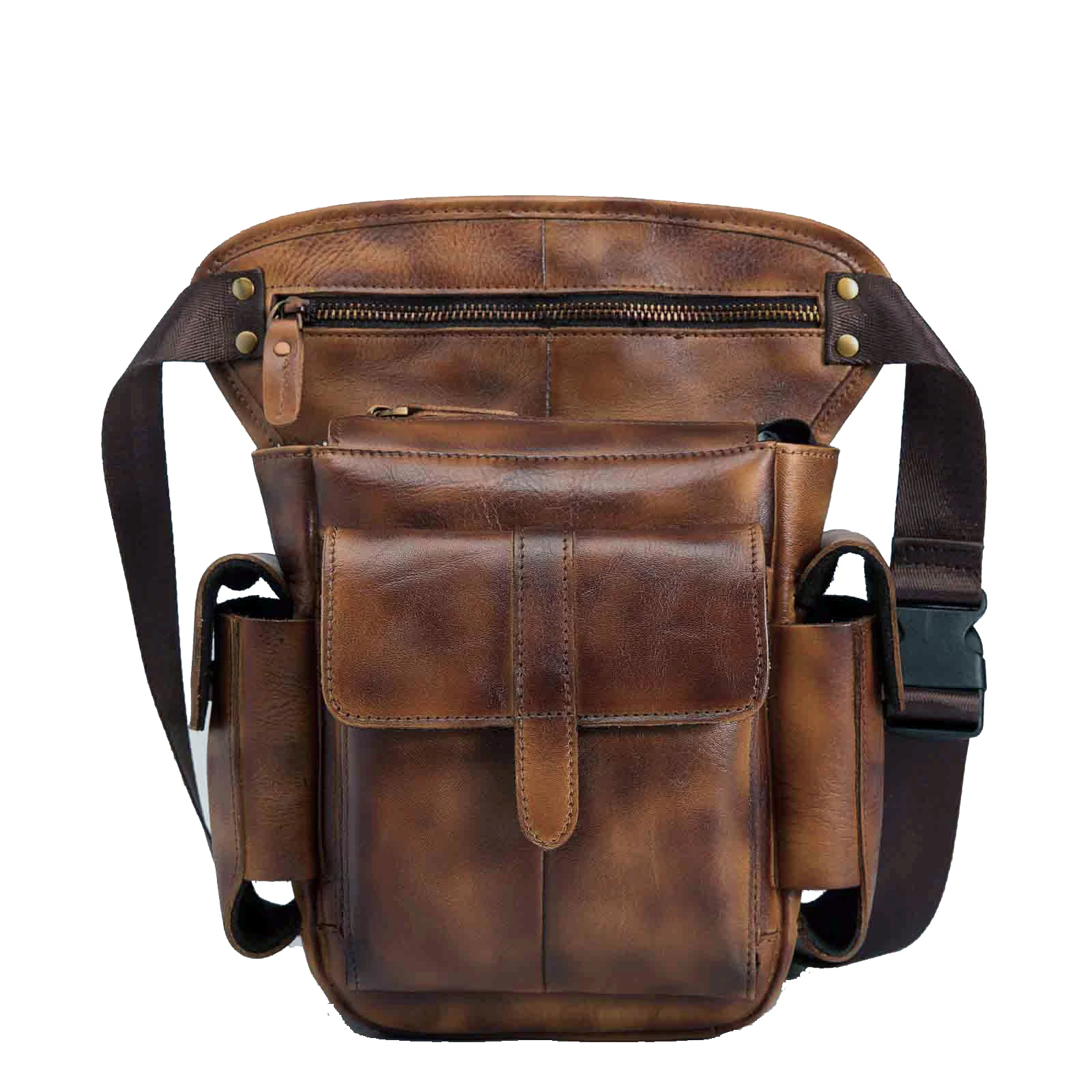 

Norbinus Real Leather Drop Leg Bag Multi-function Messenger Shoulder Crossbody Bag Men Genuine Leather Waist Bags Hip Belt Packs