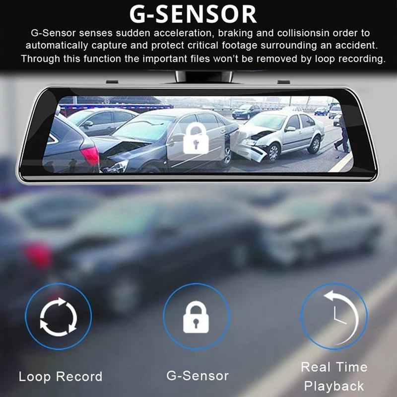 Потоковая 9,35 Дюймов Ips пресскар зеркальная видеокамера Gps трек Wdr Fhd 1080P тире камера с 720P задняя камера рекордер Dvr