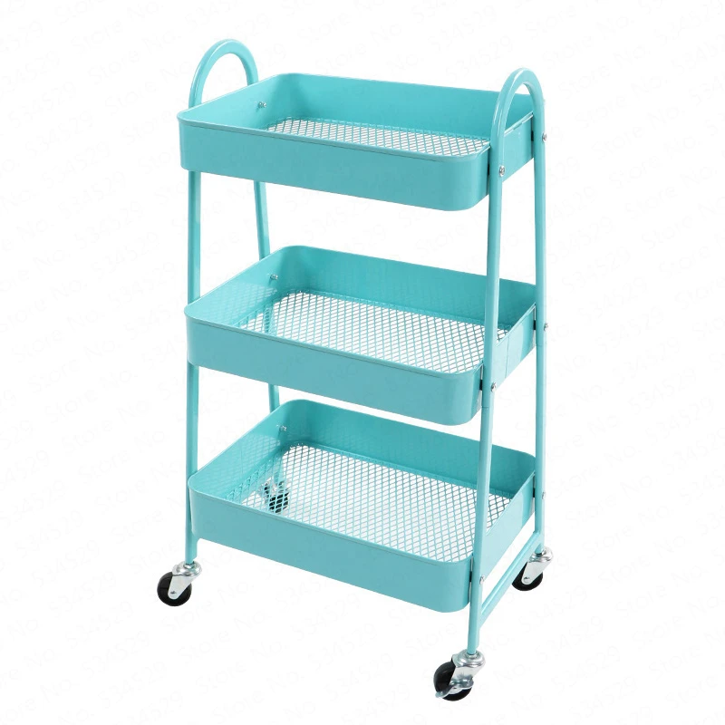  Mobile Racks Carts Wheeled Bedroom Kitchen Storage Beauty Multilayer Push Storage Shelf Rolling Car - 4000475274449
